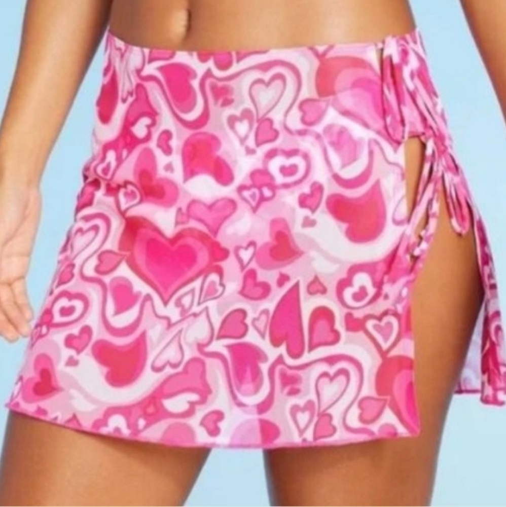 Pink and white heart target bathing suit cover-up